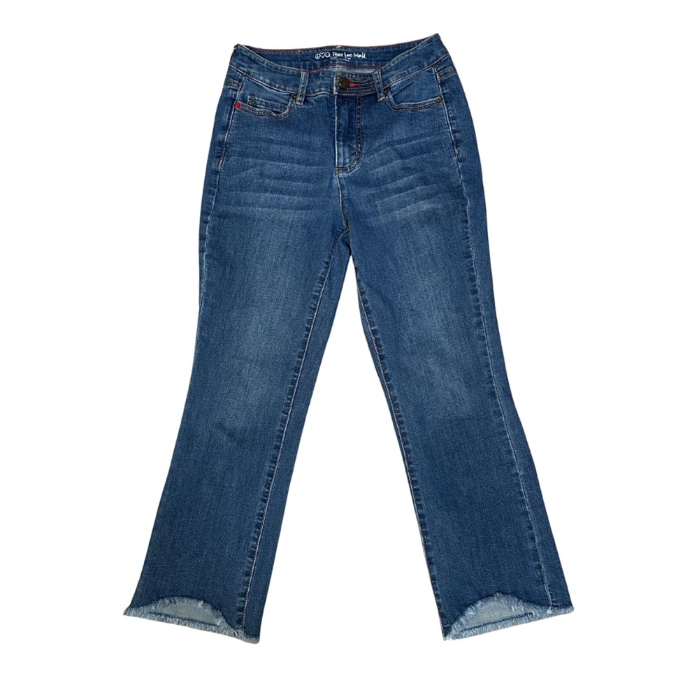Peace Love World Blue Flare Jeans with Raw Hem sz 26 petite